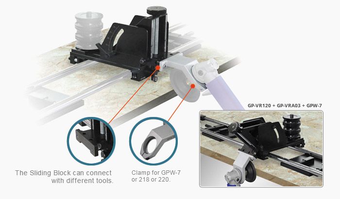 GP-VRA03 Base scorrevole ausiliaria per smussatura da 45 a 90 gradi