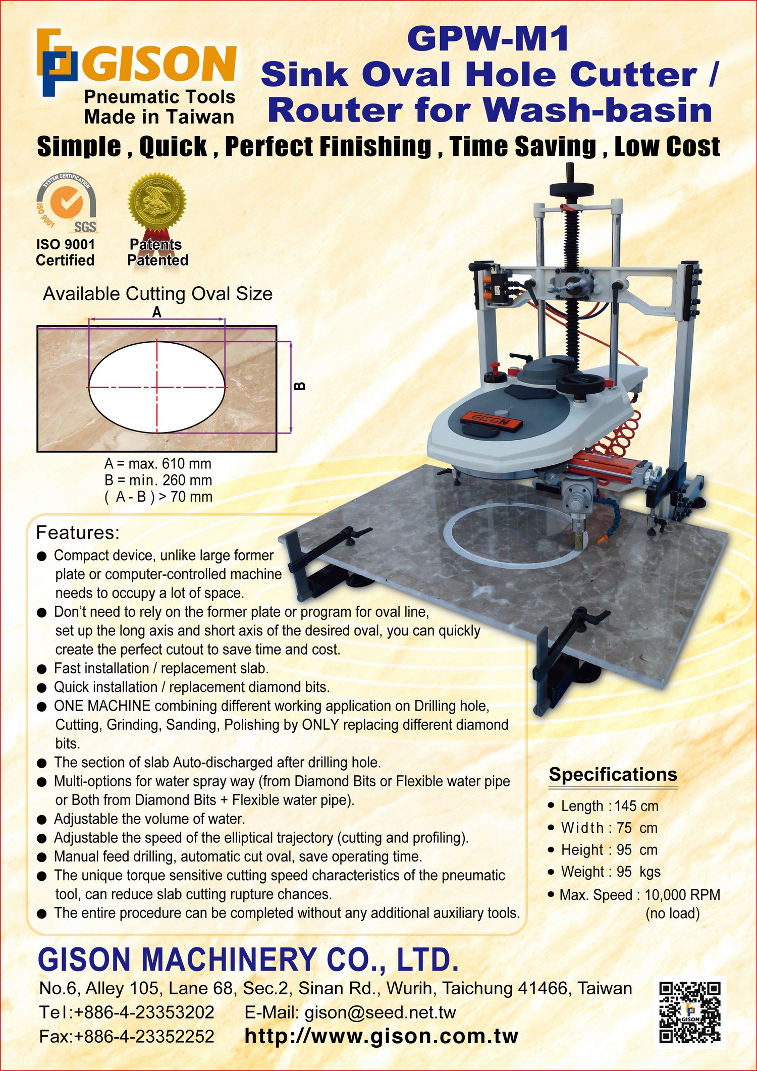 Fresa per fori ovali per lavello / router per lavabo