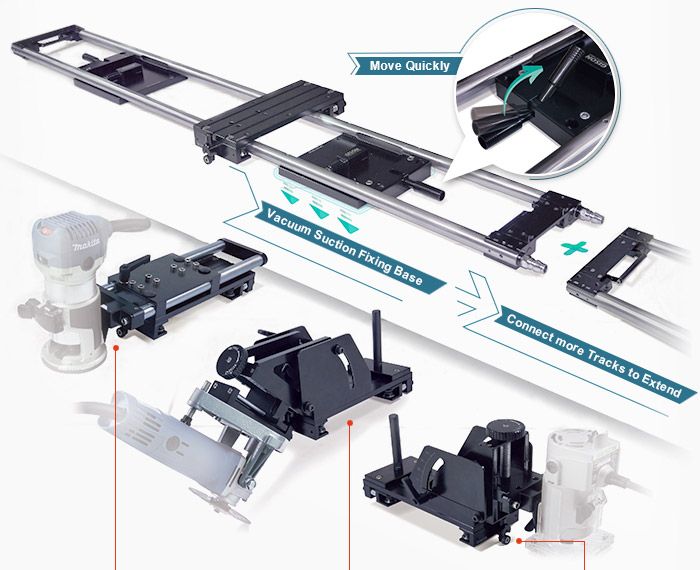 Guida lineare scorrevole GP-VR120 con base di fissaggio a ventosa